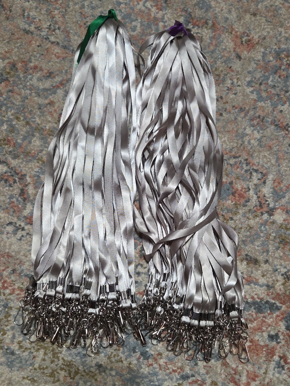Silver Satin Lanyards with Metal Clip - Pack